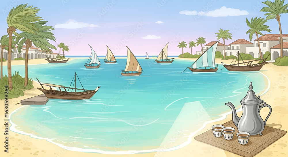 Obraz premium tropical beach with palm trees