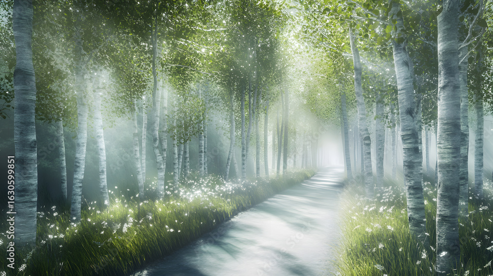 Obraz premium Grove Pathway With Quivering Light Summer Win