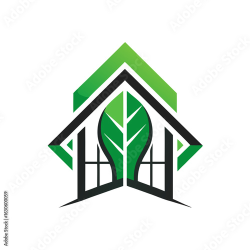 Modern House Logo Design on Black Background. A clean minimalist logo featuring a stylized house graphic