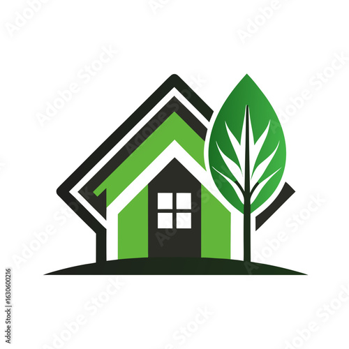 Modern House Logo Design on Black Background. A clean minimalist logo featuring a stylized house graphic