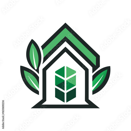 Modern House Logo Design on Black Background. A clean minimalist logo featuring a stylized house graphic