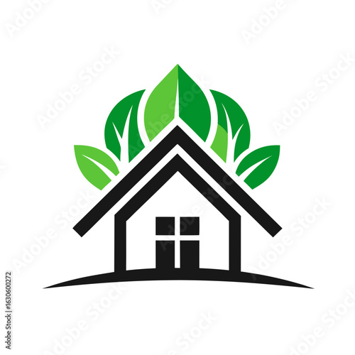 Modern House Logo Design on Black Background. A clean minimalist logo featuring a stylized house graphic