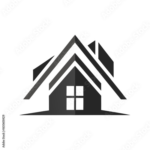 Modern House Logo Design on Black Background. A clean minimalist logo featuring a stylized house graphic