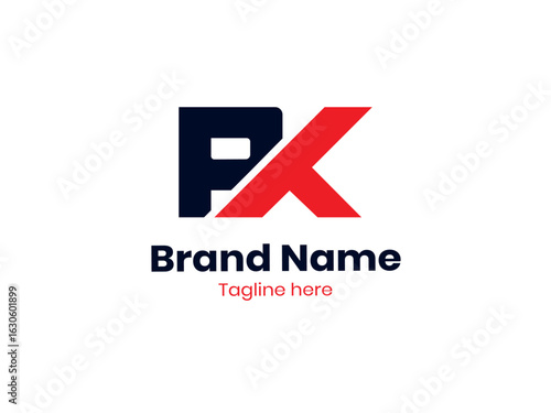 Red and Black color PK logo. KP letter logo design, Initial letter PK 