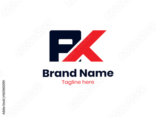  KP logo, PK letter. Professional Letter Mark PK Logo in Black and Red colors.