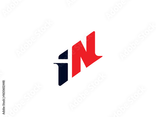 IN logo design. IN logo template with red and black color. NI logo, NI letter