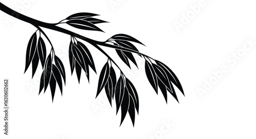 Vector art of oat plant branch with leaves isolated on white background