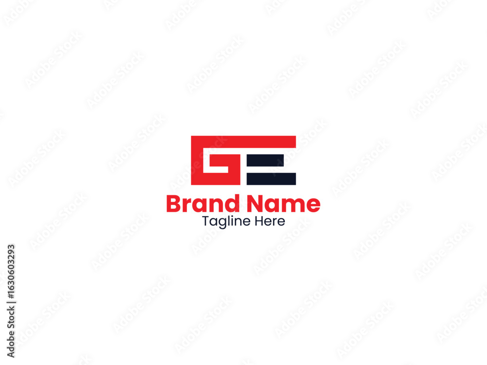 Fototapeta premium Vector Red and Black color GE logo design. Initial letter GE logo template. EG logo, EG letter