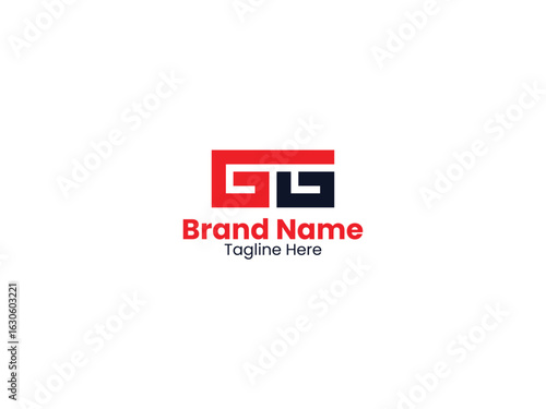 Red and Black color Vector GG logo, Letter GG, GG letter logo design. G letter logo design.