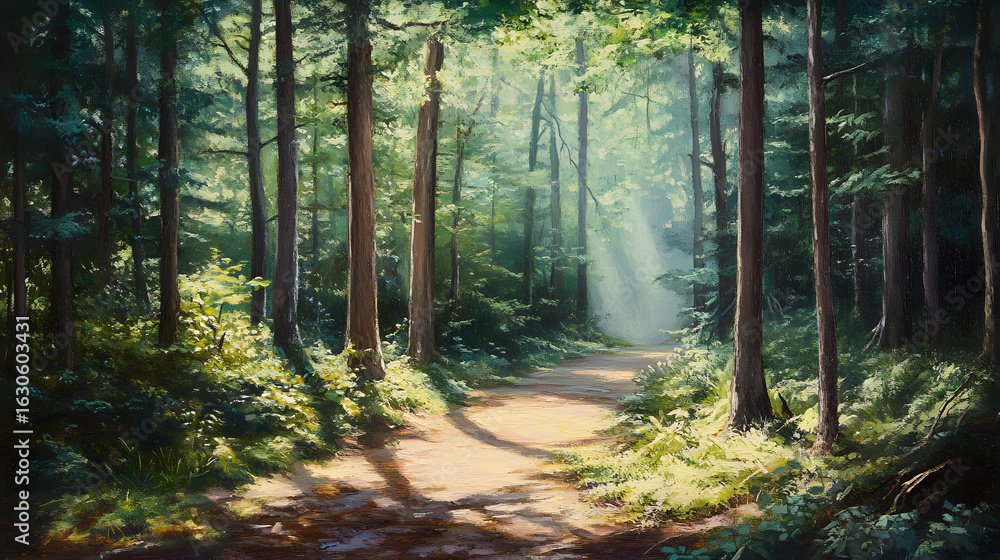 Forest Trail With Misty Sunlight Summer Coo Forest Trail With Misty Sunlight Summer Coo