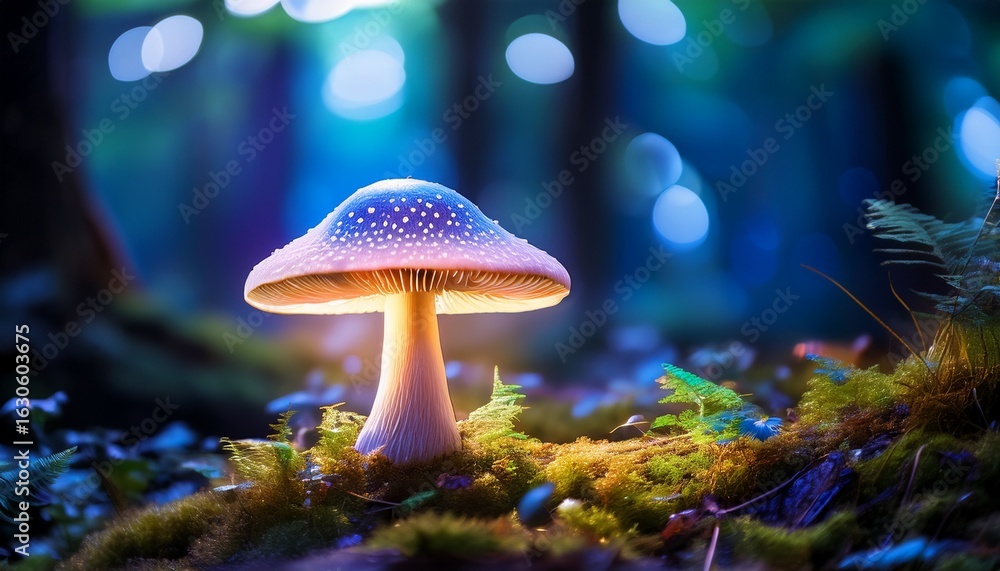 Fototapeta premium glowing mushroom in the forest
