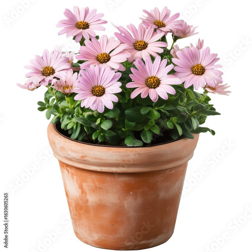 Wallpaper Mural Beautiful potted pink cape marguerite flowers with vibrant yellow centers on transparent background Torontodigital.ca