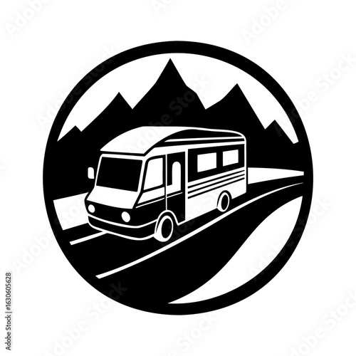 Adventure awaits in a campervan on a scenic mountain road exploring nature