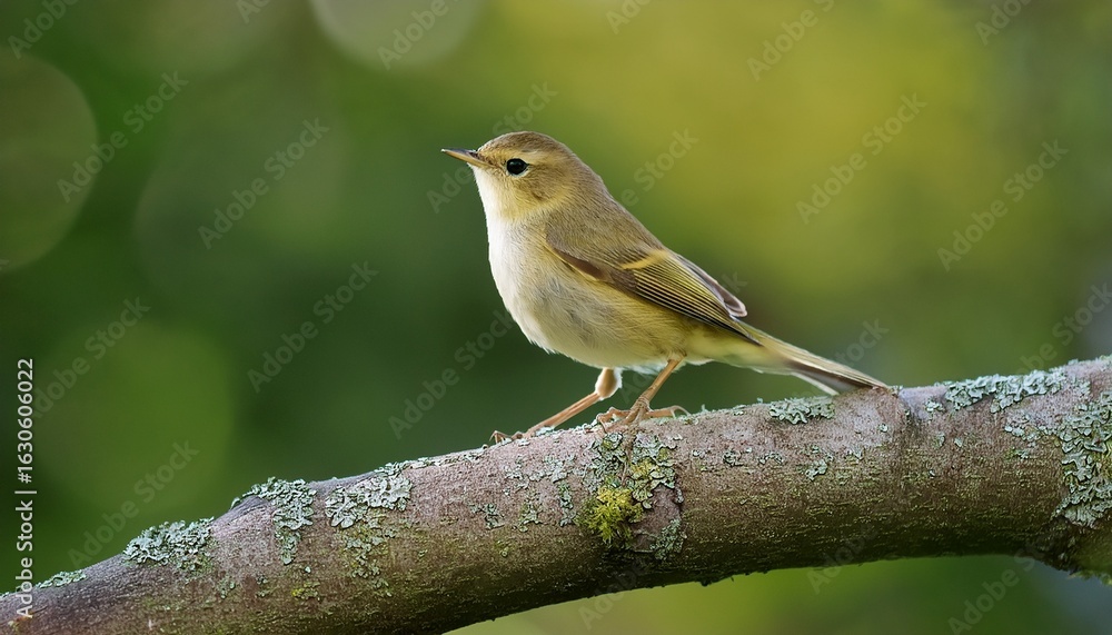 Fototapeta premium common chiffchaff sitting on tree branch