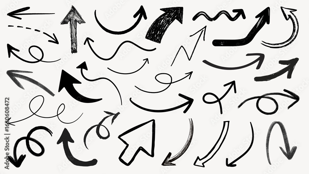 Fototapeta premium Hand drawn arrow doodle design element set