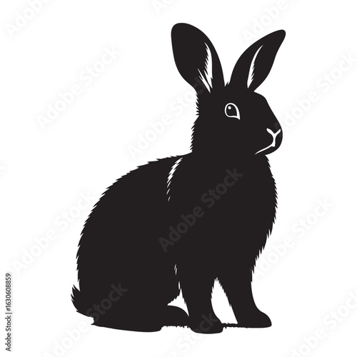 Charming rabbit silhouette on white background vector art