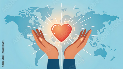 Hands holding a red heart, a symbol of health, love, and care