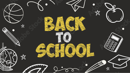 Back to School Chalkboard Design with Educational Icons – BACK TO SCHOOL