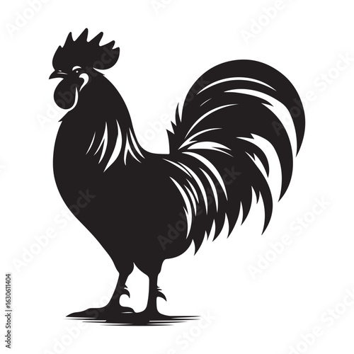Striking rooster silhouette with bold outline