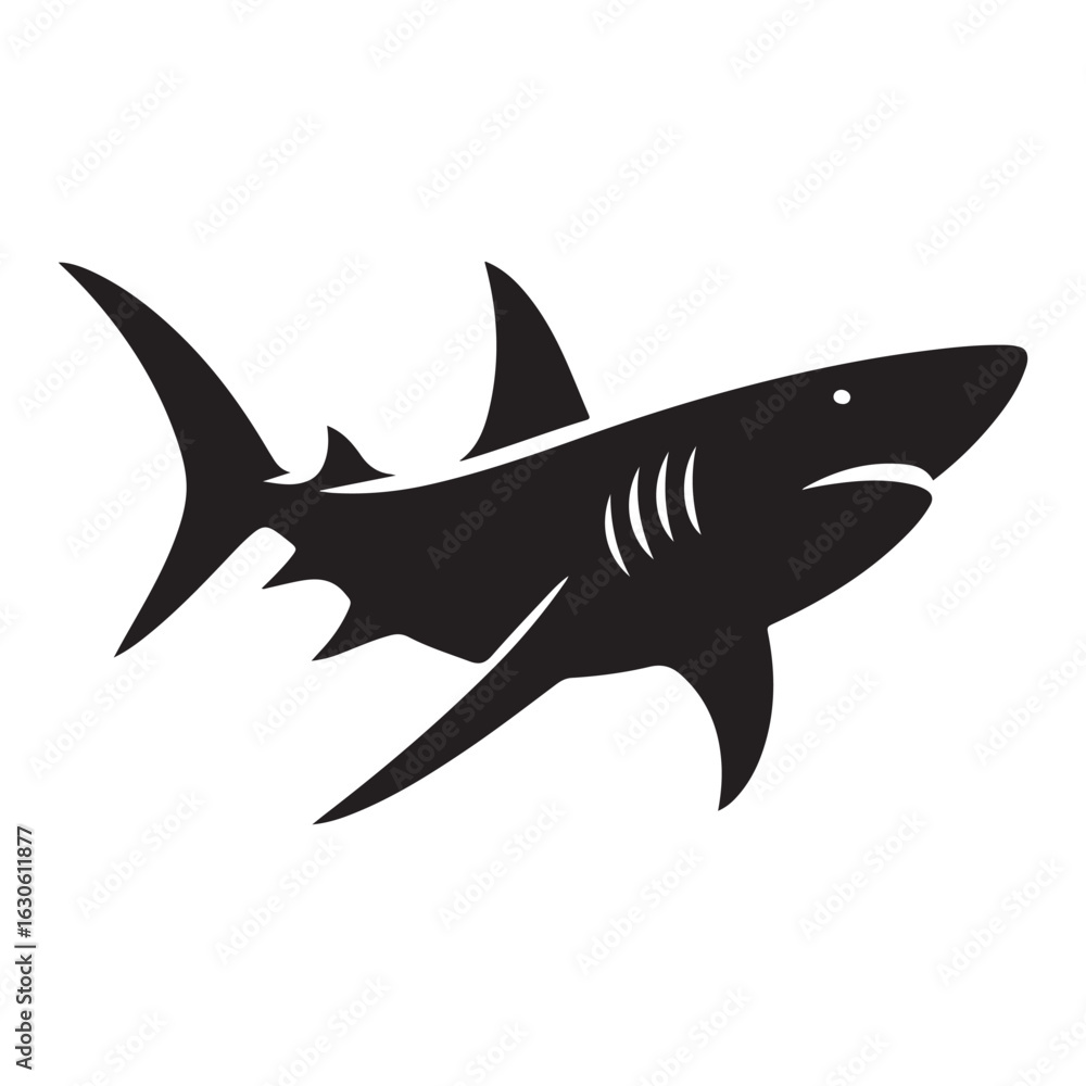 Obraz premium Dynamic shark silhouette illustration for marine life and ocean themes silhouette
