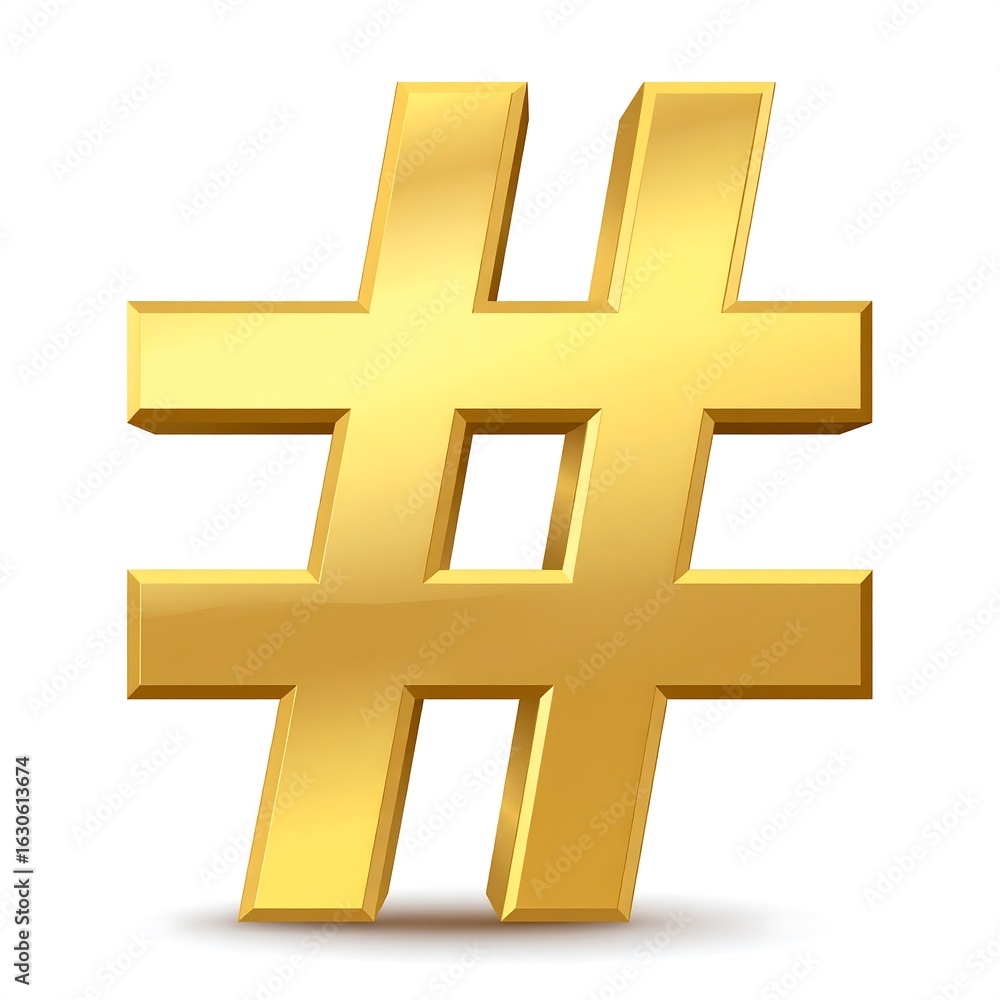 Obraz premium Gold hashtag symbol