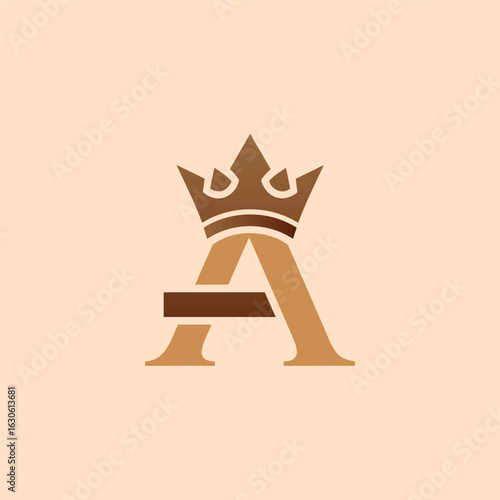 A sophisticated, classic logo featuring the letter 'A' with a crown. The earthy, brown tones convey tradition, elegance, and premium quality in a professional and timeless design.