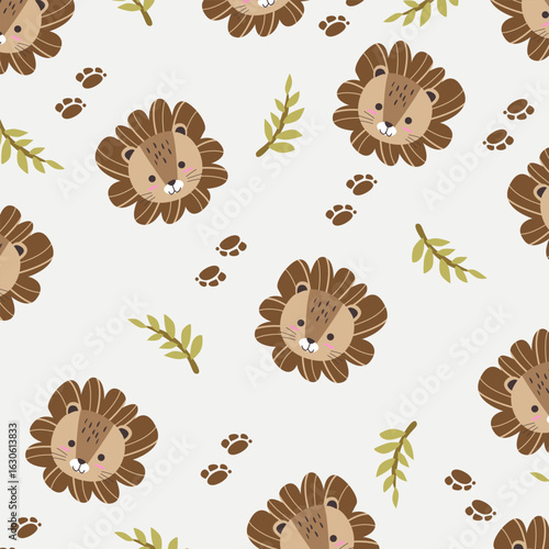 savana big cats lion seamless pattern design for kids apparel fullprint fabric