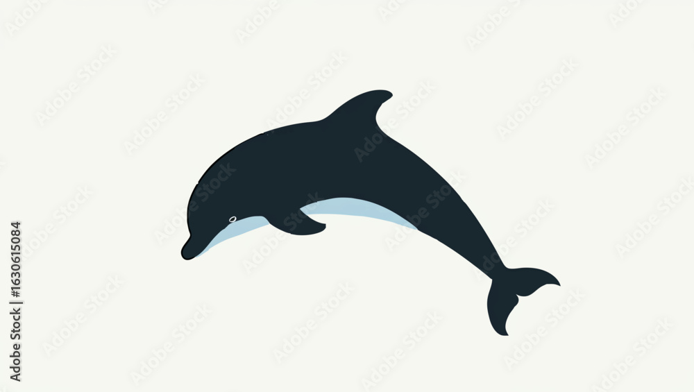Fototapeta premium Light Blue Dolphin Jumping on White