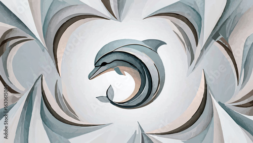Geometric Dolphin Swimming in Abstract Sea

