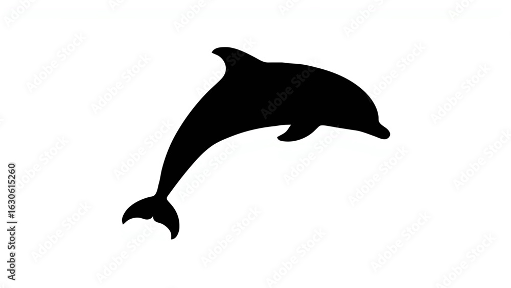 Obraz premium Black Dolphin Silhouette with Eye Detail