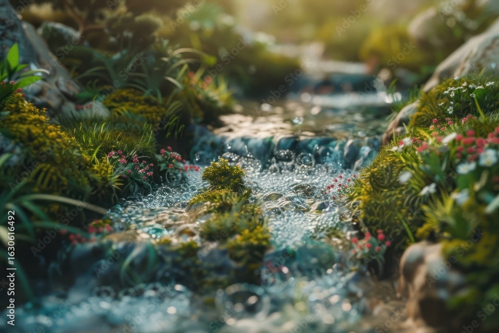 Fototapeta premium Nature river waterfall outdoors stream.