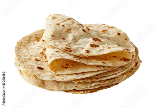 Delicious soft tortillas on a plate kitchen food isolated on transparent background, png
