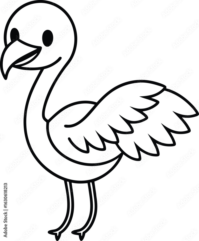 Fototapeta premium Cute Flamingo Outline Vector