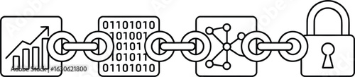 Vector Blockchain Technology Outline: Secure Digital Chain with Data and Security.