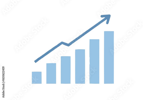 A blue bar graph shows an upward trend with a rising arrow indicating growth. Free Download A blue bar graph shows an upward trend with a rising arrow indicating growth. - GFXLoad
