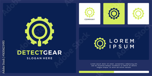 Detect gear logo design with magnifying