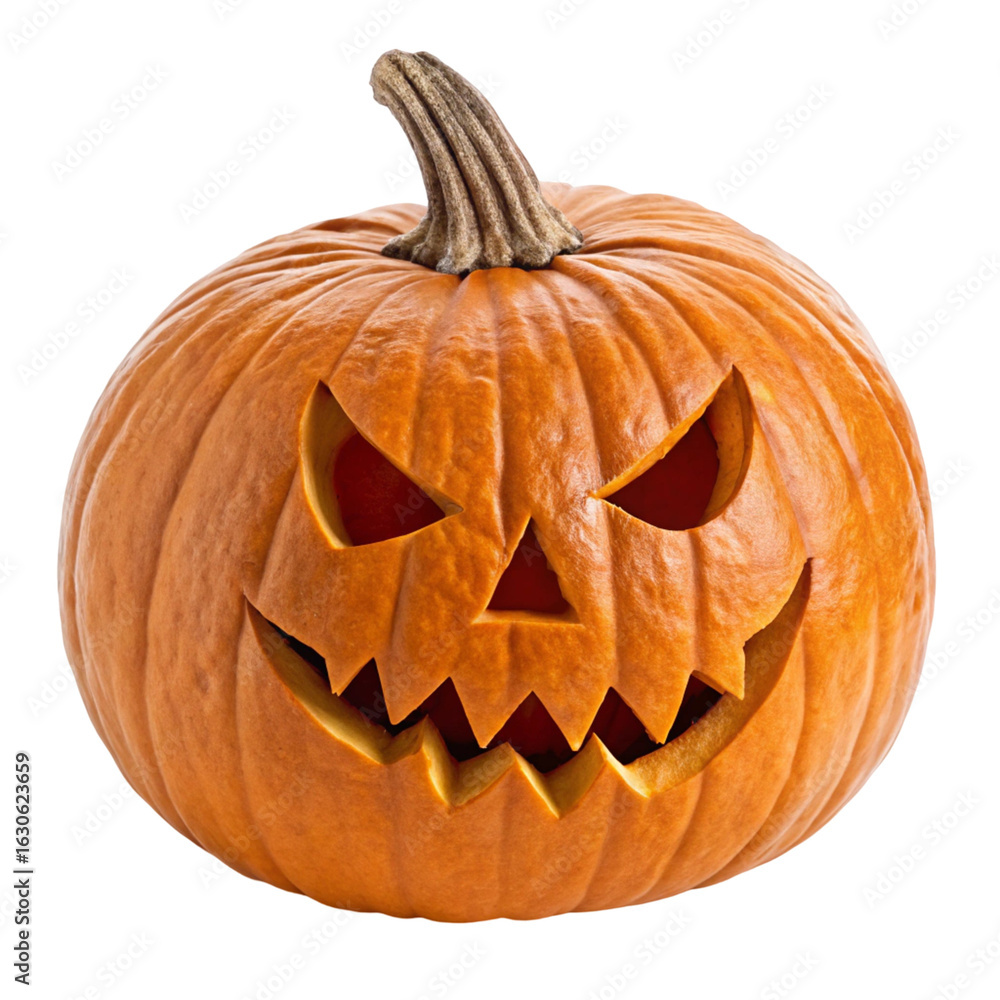 Halloween pumpkin with spooky face isolated on transparent background
Halloween pumpkin with spooky face isolated on transparent background