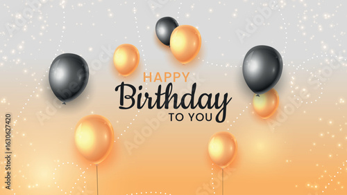 Birthday balloons vector background design. Happy birthday to you text with balloon and confetti decoration element