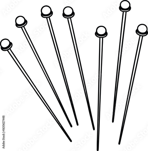 Illustration of sewing pins and needles for craft projects