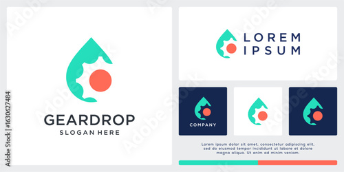 Drop oil logo design with gear