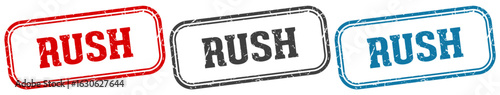 rush stamp. rush rectangular stamp set isolated on white background