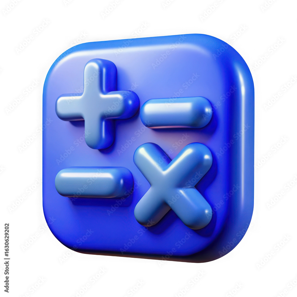 Obraz premium Blue calculator button isolated on transparent background