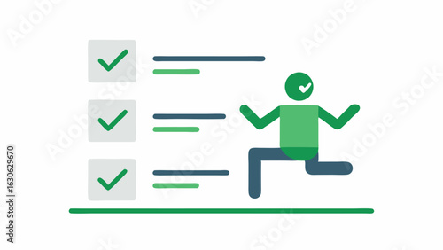 Exercise Goals Checklist A simple list showing fitness goals like Run 5k and Complete 10 yoga sessions with checkboxes for achieved goals marked in green.