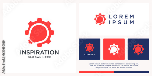Inspiration gear logo design with lamp