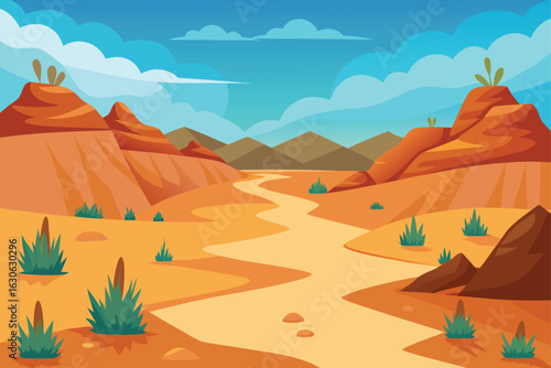 Desert Landscape with Rocky Mountains