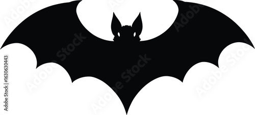 Spooky bat silhouette with spread wings, a dark symbol for Halloween.