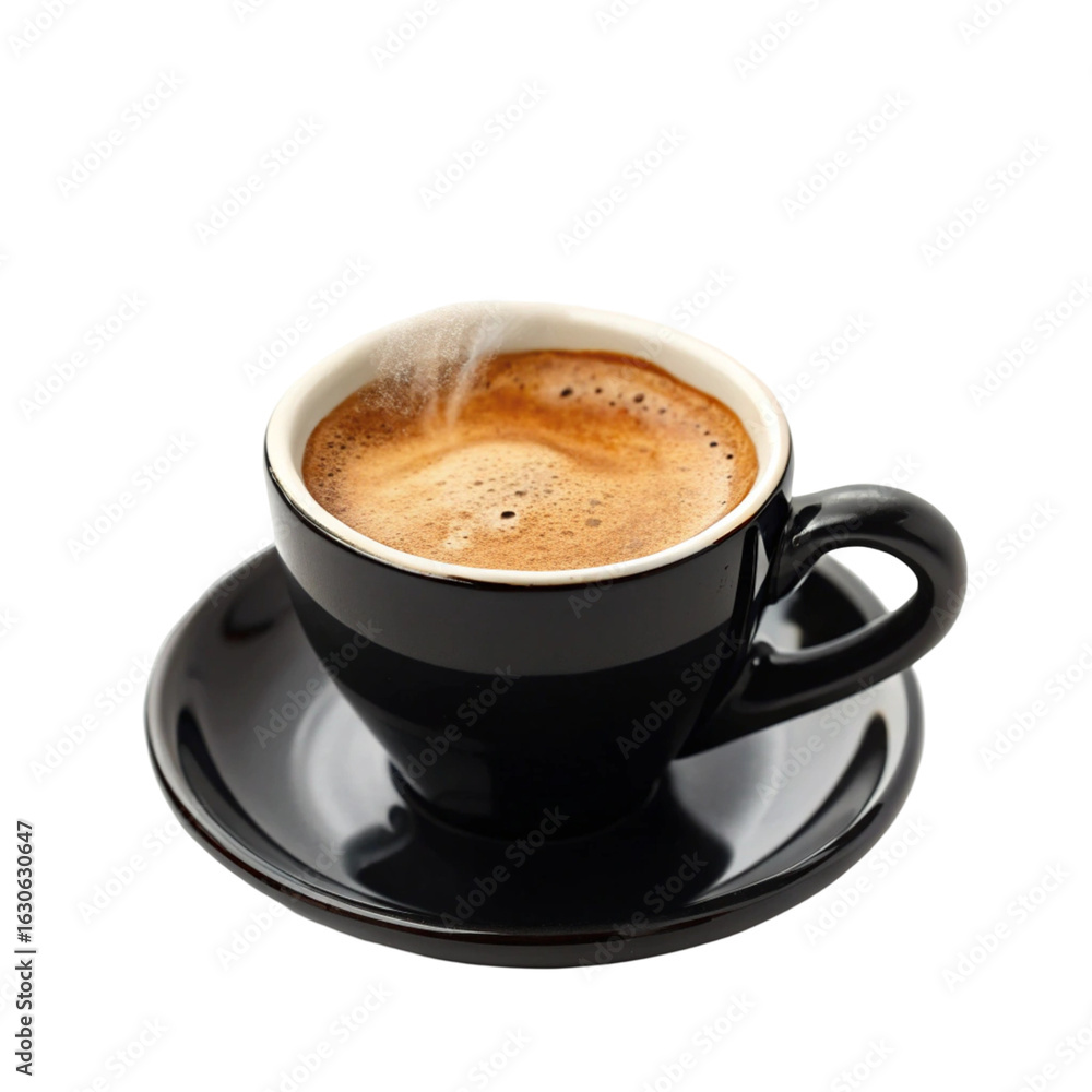 Obraz premium Black demitasse cup with freshly brewed cappuccino isolated on transparent background