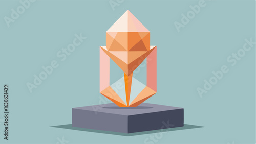 A minimalist sculpture made of geometric shapes and clear acrylic.