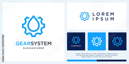 Water drop logo design with gear