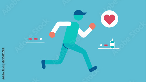 Activity Tracking An illustration of a person running wearing a fitness device that shows distance traveled calories burned and heart rate.